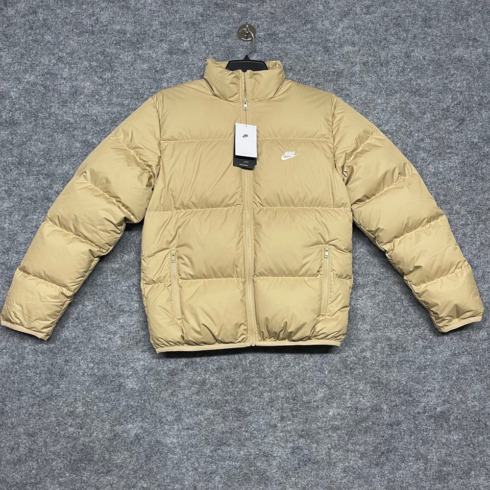 Nike Puffer Jacket Mens XS Brown Khaki Therma-FIT Repel 650 Down Sportswear Club